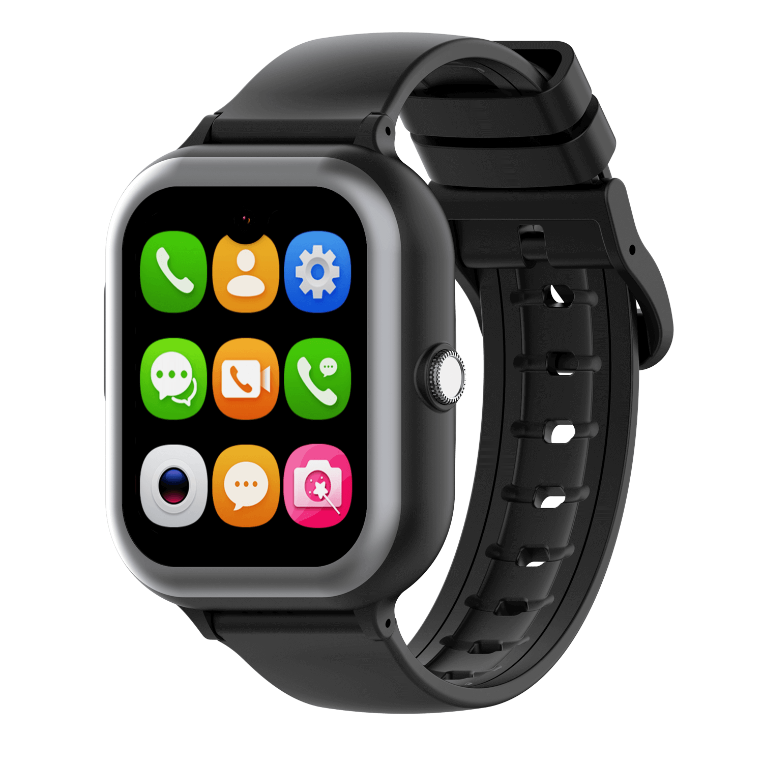 Svart Zenit Zenit, en mobilklocka med svart armband.