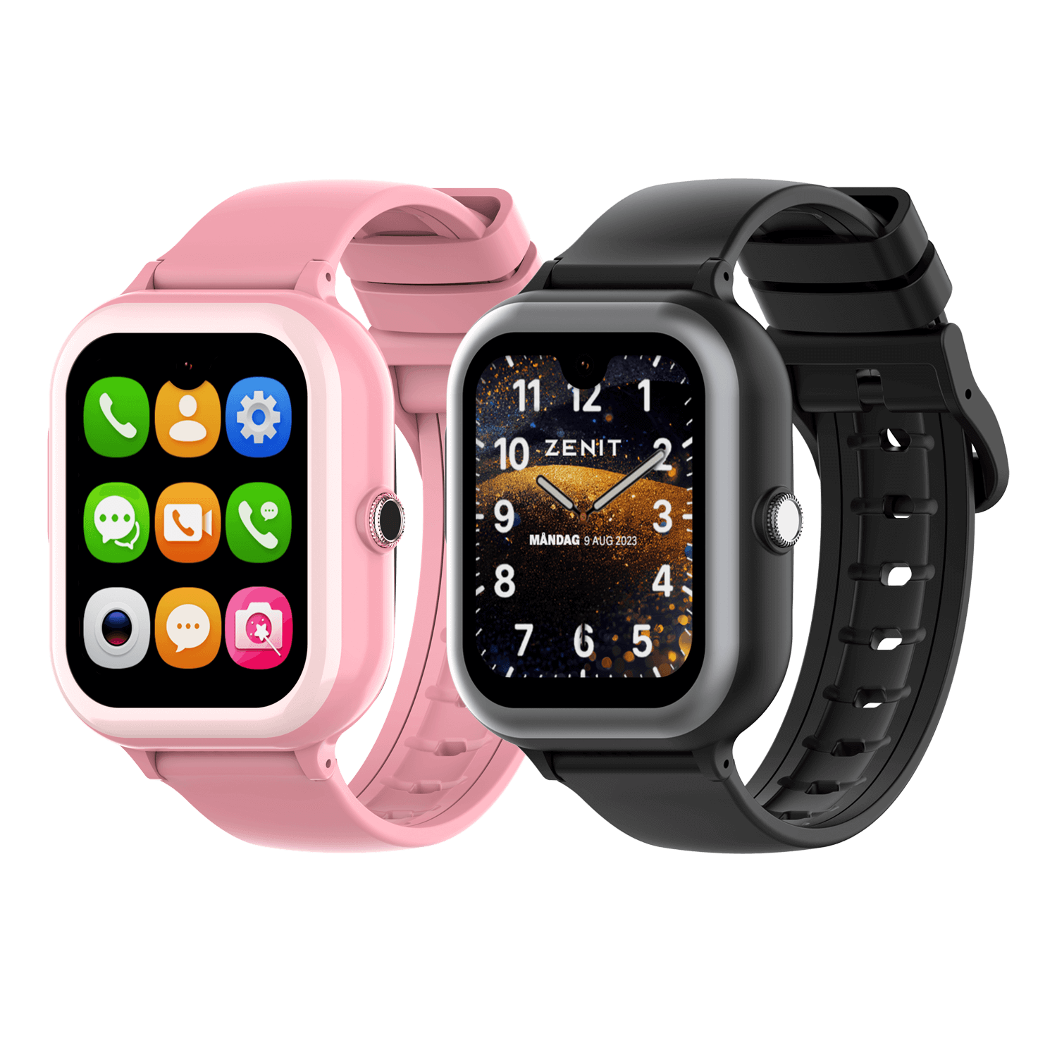 Två klockor av modellen Zenit, en smartklocka för barn.